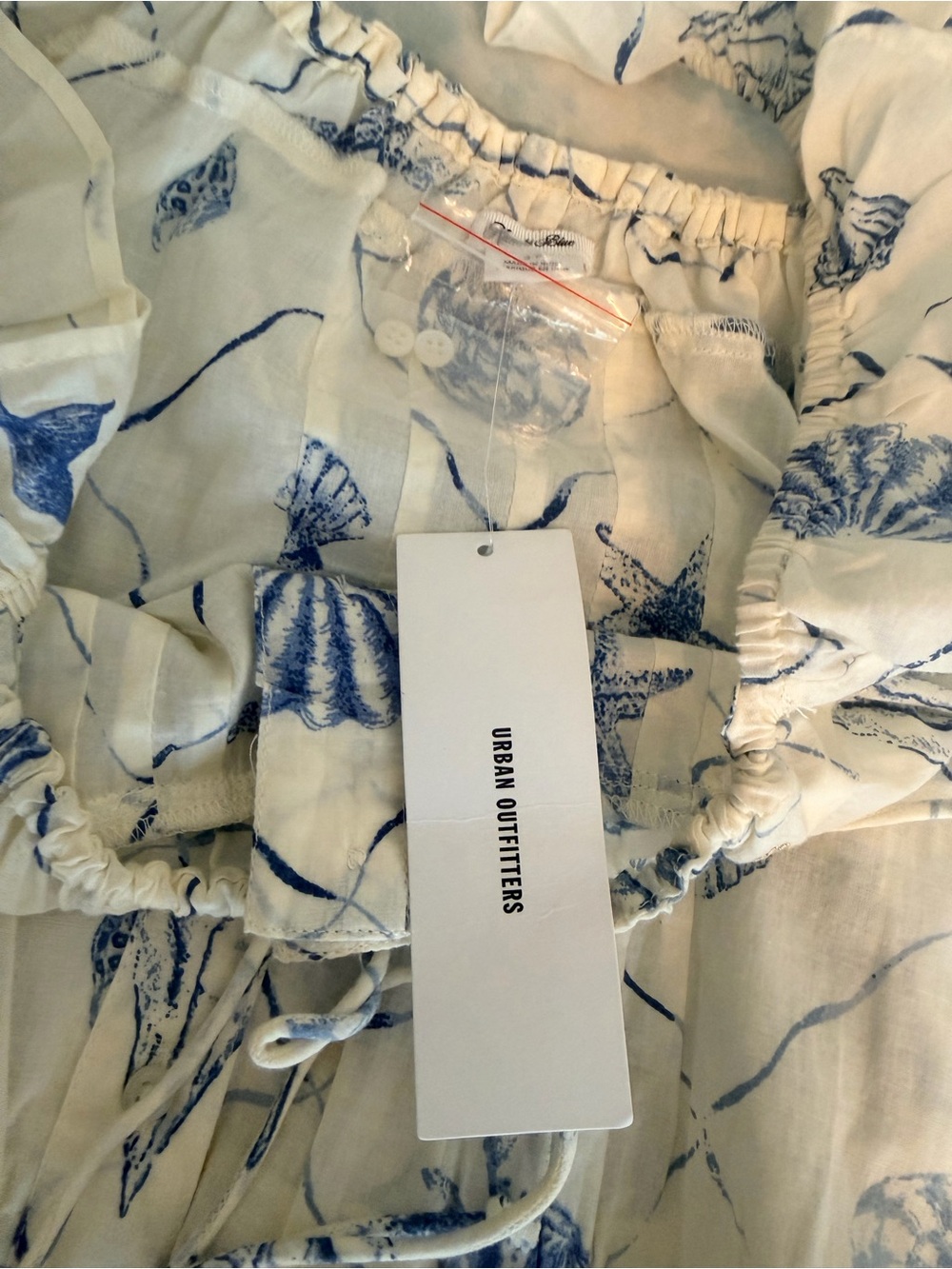 Kimchi Blue by Urban Outfitters Cream Maxi Sundress with Blue Seashell Print - Picture 4 of 8